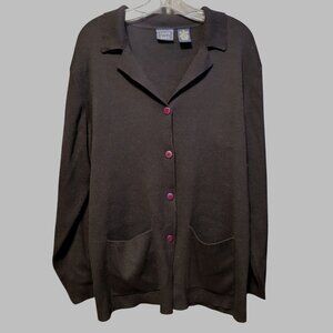 Vintage Laura Scott Cardigan Acrylic Cotton Hong Kong XL Womens 1990s